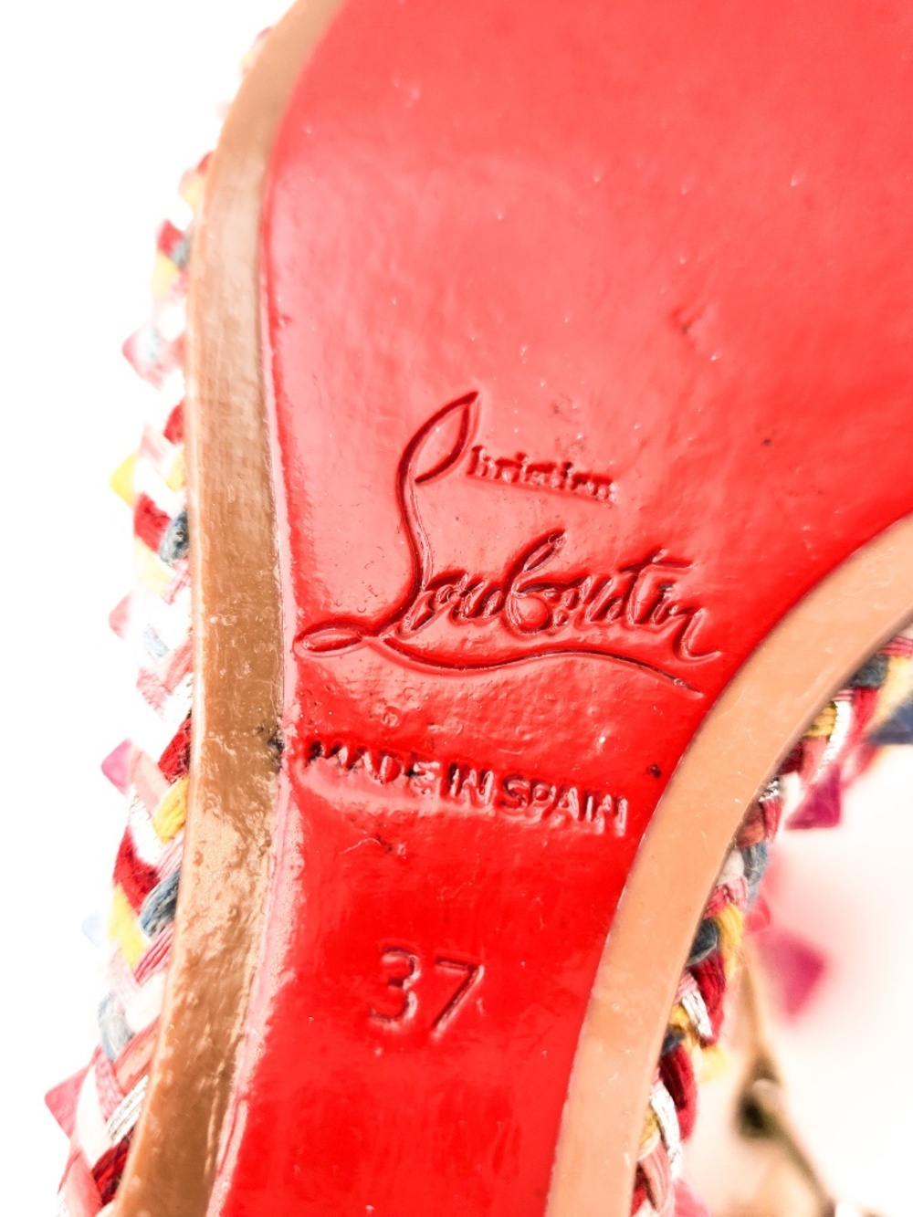 Christian Louboutin Leather Pyraclou 110 Studded Platform Sandals EU 37 - Picture 6 of 7